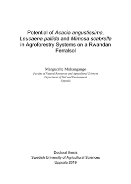 Potential of Acacia Angustissima, Leucaena Pallida and Mimosa