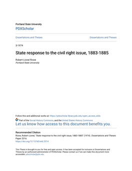 State Response to the Civil Right Issue, 1883-1885