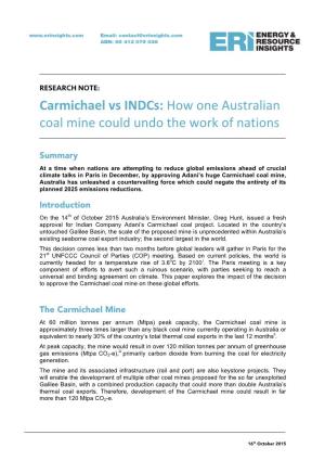 Carmichael Vs Indcs: How One Australian Coal Mine Could Undo the Work of Nations