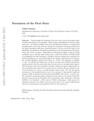 Formation of the First Stars