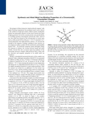 Synthesis and Alkali Metal Ion-Binding Properties of a Chromium(III) Triacetylide Complex Louise A