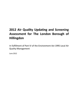 Updating and Screening Assessment Report 2012