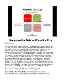 Homeschooling Style and Parenting Style