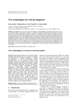New Technologies for Web Development