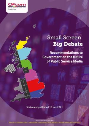 Recommendations to Government on the Future of Public Service Media