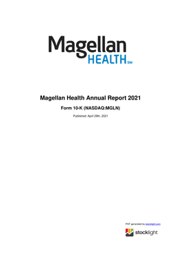 Magellan Health Annual Report 2021
