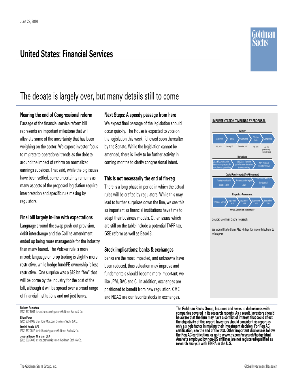 United States: Financial Services the Debate Is Largely Over, but Many