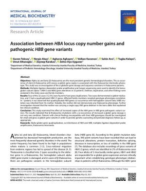 Research Article Association Between HBA Locus Copy Number Gains And