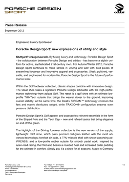 Press Release Porsche Design Sport