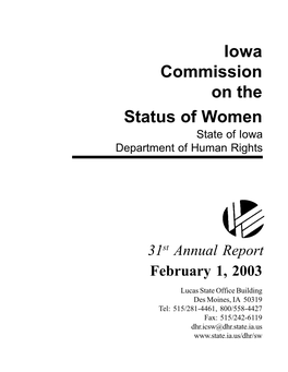 Iowa Commission on the Status of Women State of Iowa Department of Human Rights