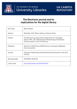The Electronic Journal and Its Implications for the Electronic Library