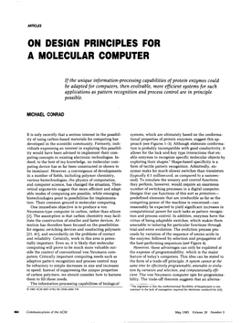 On Design Principles for a Molecular Computer