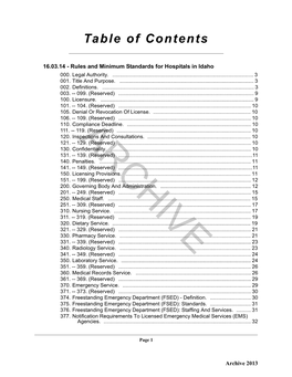 Rules and Minimum Standards for Hospitals in Idaho 000