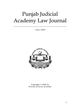 Punjab Judicial Academy Law Journal