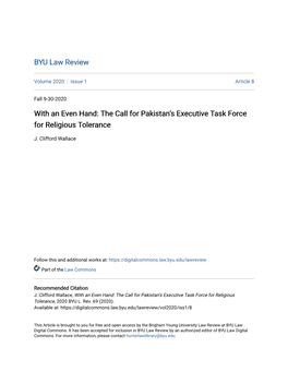 The Call for Pakistan's Executive Task Force for Religious Tolerance