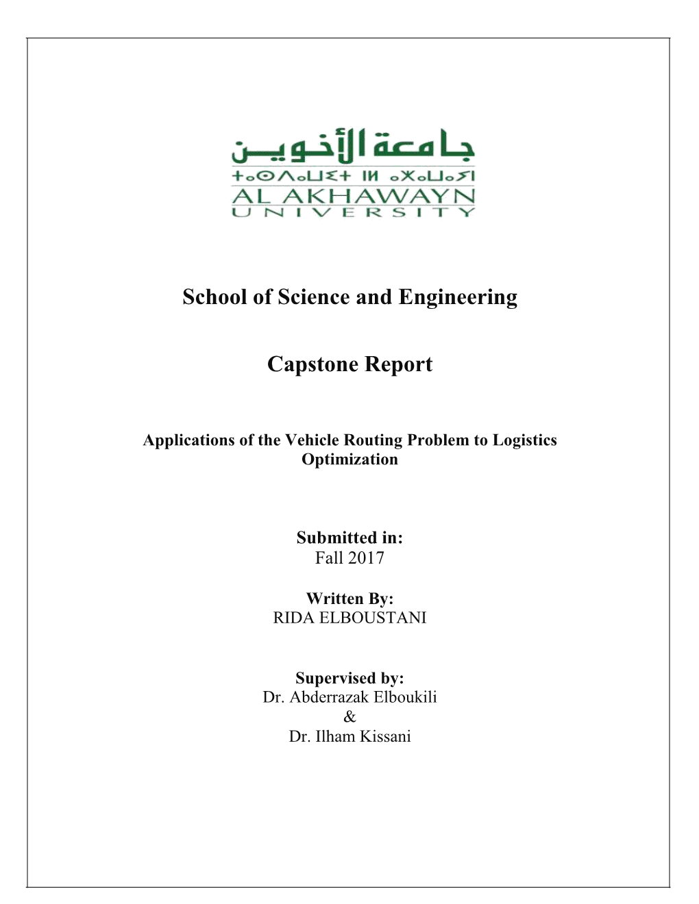 School of Science and Engineering Capstone Report