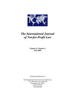 The International Journal of Not-For-Profit Law
