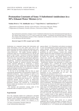 Protonation Constants of Some N-Substituted Amidoximes in a 50% Ethanolðwater Mixture (V/V)