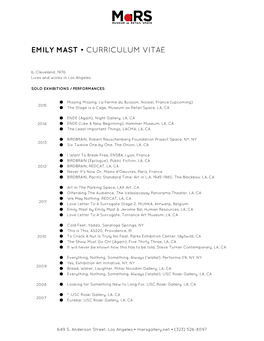 Emily Mast​• Curriculum Vitae
