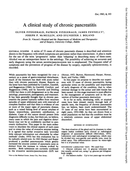 A Clinical Study of Chronic Pancreatitis