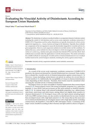 Evaluating the Virucidal Activity of Disinfectants According to European Union Standards