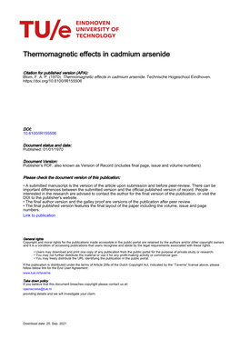 Thermomagnetic Effects in Cadmium Arsenide