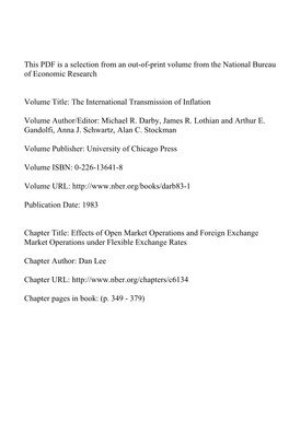 Effects of Open Market Operations and Foreign Exchange Market Operations Under Flexible Exchange Rates