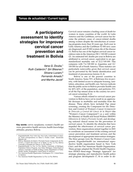 A Participatory Assessment to Identify Strategies for Improved Cervical