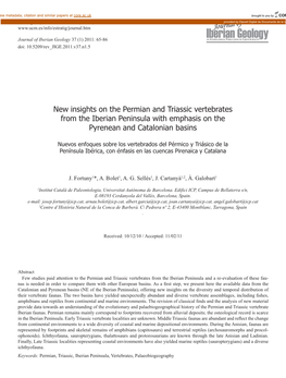 New Insights on the Permian and Triassic Vertebrates from the Iberian Peninsula with Emphasis on the Pyrenean and Catalonian Basins