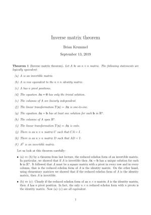 Inverse Matrix Theorem