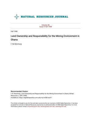 Land Ownership and Responsibility for the Mining Environment in Ghana