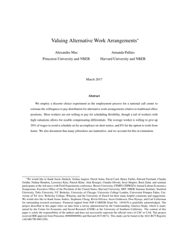 Valuing Alternative Work Arrangements∗