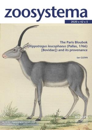 The Paris Bloubok (Hippotragus Leucophaeus (Pallas, 1766) [Bovidae]) and Its Provenance