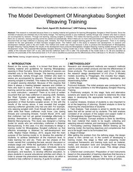 The Model Development of Minangkabau Songket Weaving Training