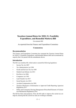 Taxation (Annual Rates for 2020–21, Feasibility Expenditure, And