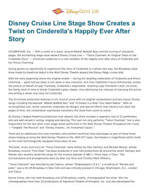 Disney Cruise Line Stage Show Creates a Twist on Cinderella's