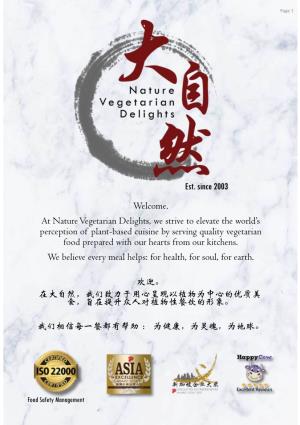 Welcome. at Nature Vegetarian Delights, We Strive to Elevate The