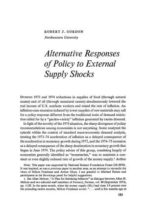 Alternative Responses of Policy to External Supply Shocks