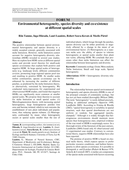 Environmental Heterogeneity, Species Diversity and Co-Existence at Different Spatial Scales