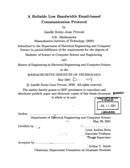 A Reliable Low Bandwidth Email-Based Communication Protocol