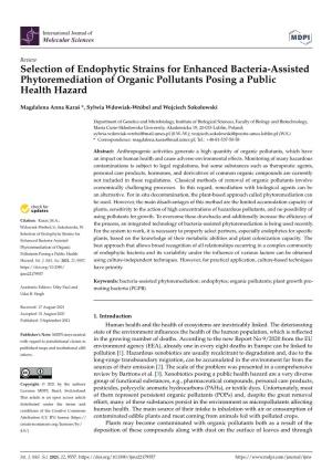 Selection of Endophytic Strains for Enhanced Bacteria-Assisted Phytoremediation of Organic Pollutants Posing a Public Health Hazard