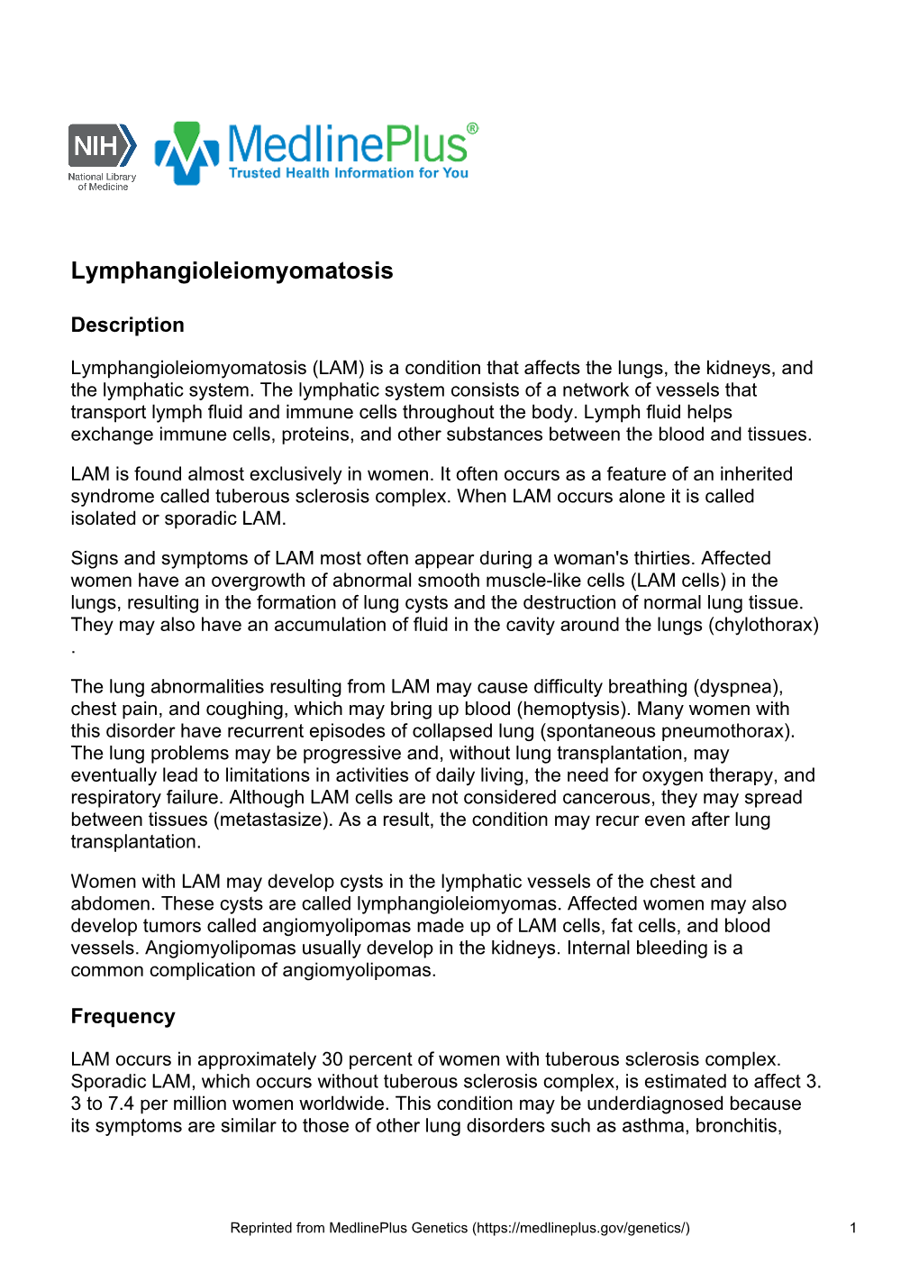 Lymphangioleiomyomatosis