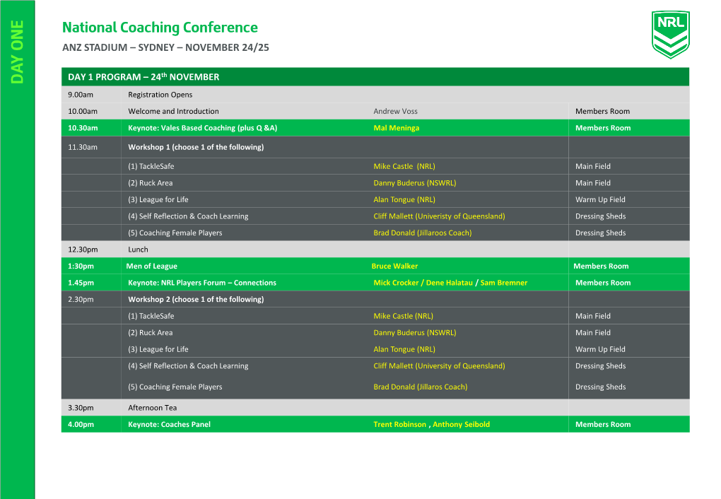 DA Y ONE National Coaching Conference