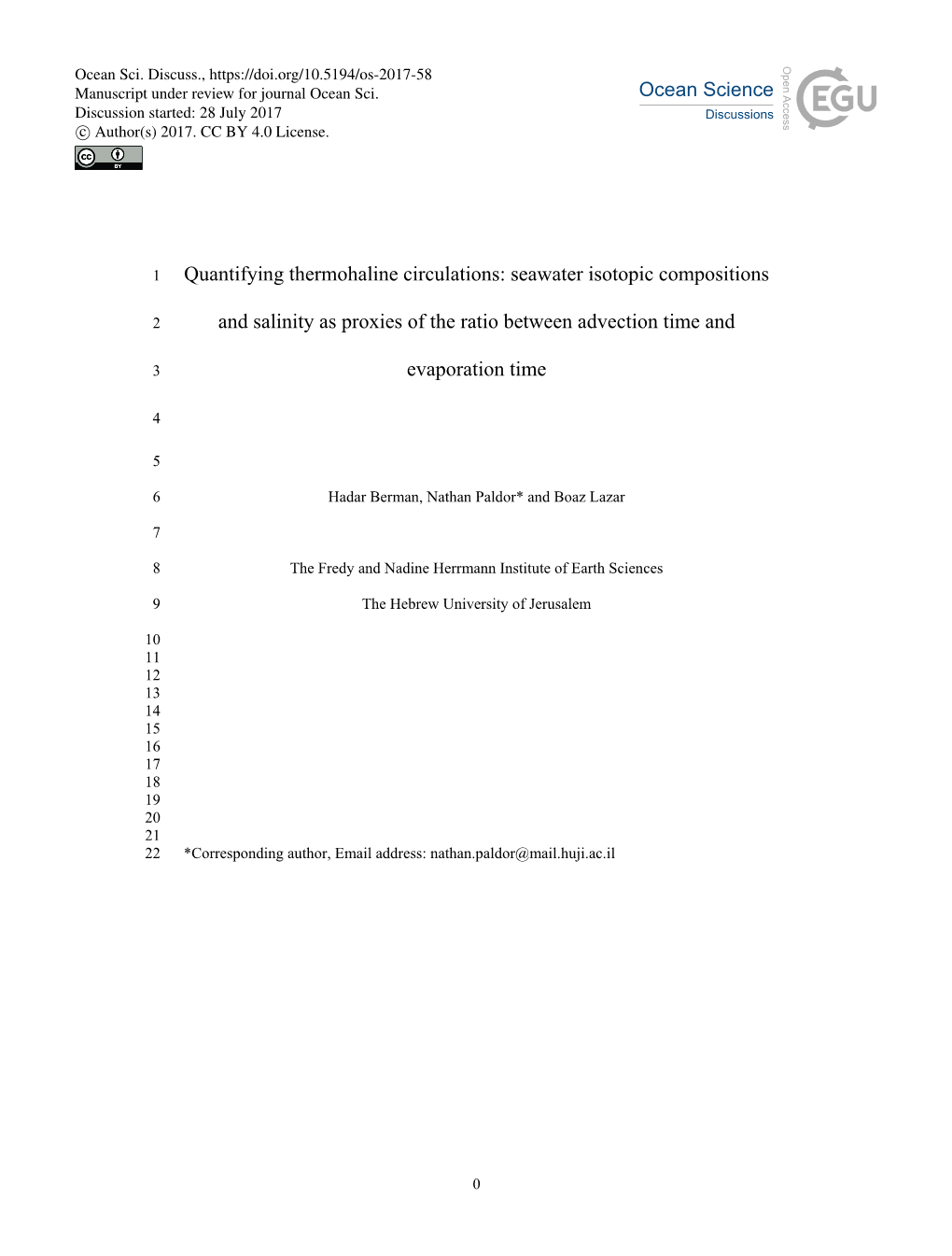 Quantifying Thermohaline Circulations: Seawater Isotopic Compositions And