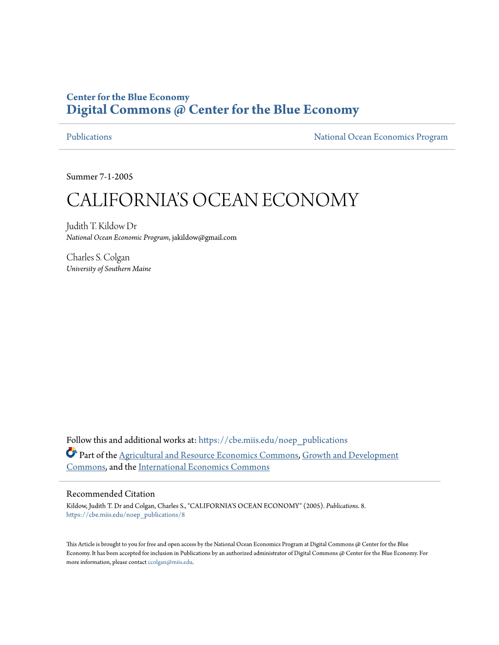 California's Ocean Economy