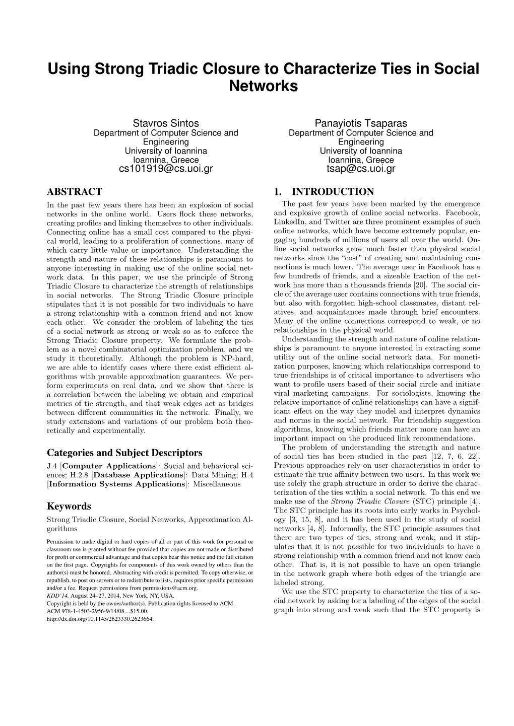 Using Strong Triadic Closure to Characterize Ties in Social Networks