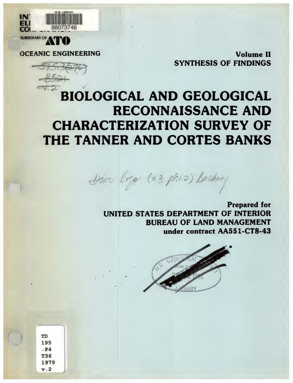 Biological and Geological Reconnaissance and Characterization Survey of the Tanner and Cortes Banks