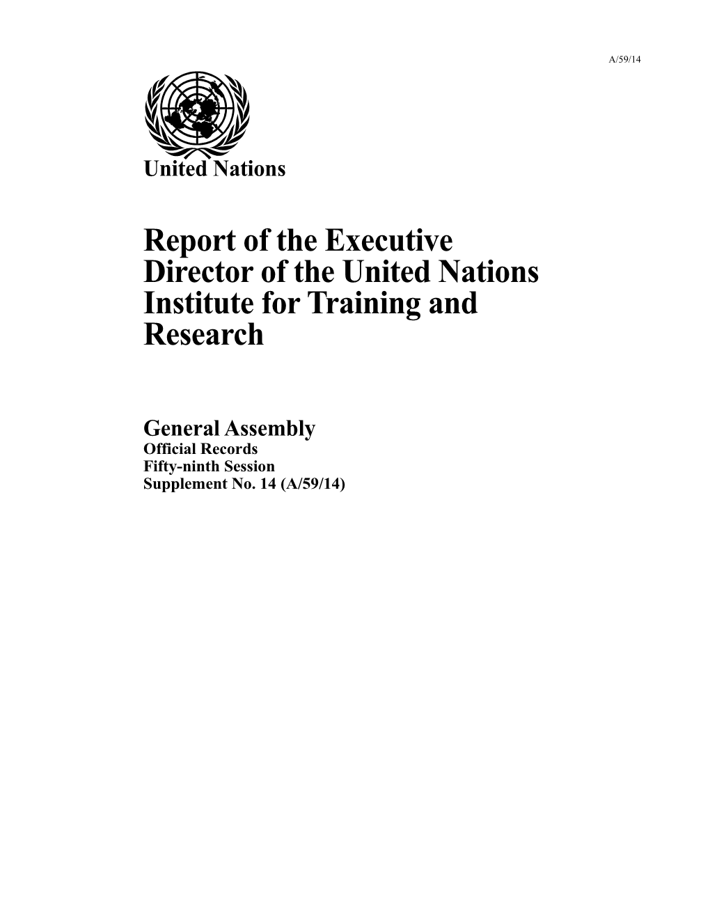Report of the Executive Director of the United Nations Institute for Training and Research