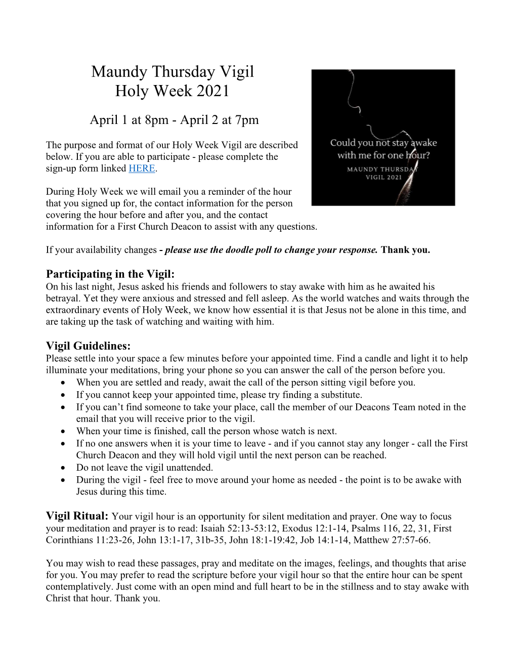 Maundy Thursday Vigil Holy Week 2021