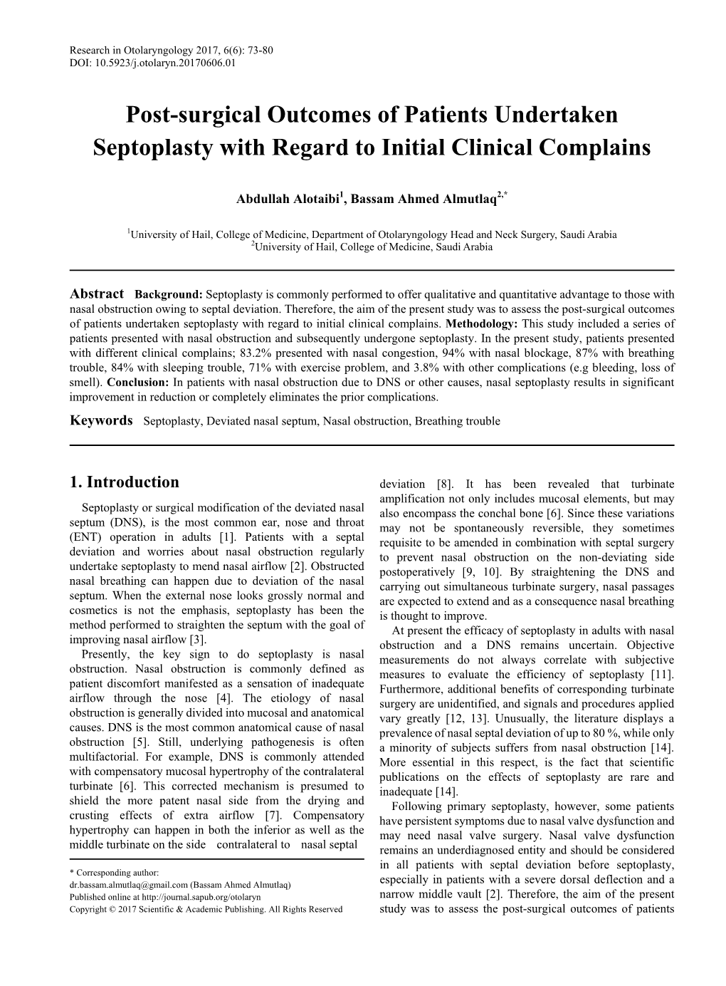 Septoplasty, Deviated Nasal Septum, Nasal Obstruction, Breathing Trouble